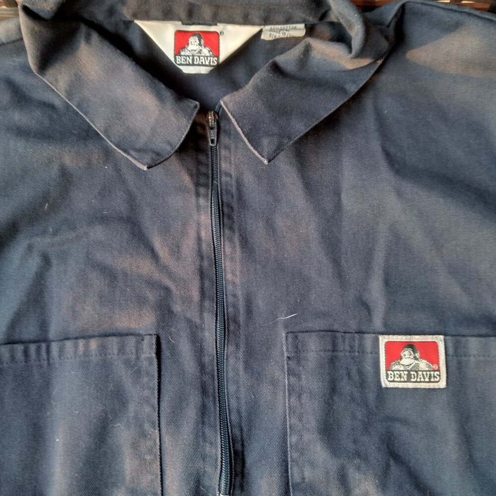 Ben Davis XL Navy Blue Collared zipper short sleeve work shirt